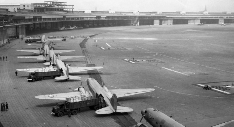 <em>Civil aircraft were instrumental in the Berlin Airlift (Public Domain)</em>